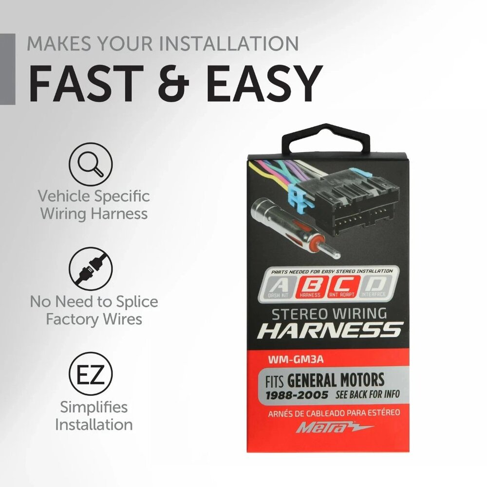 Metra WM-GM3A Aftermarket Radio Wire Harness and Antenna Adapter General Motors
